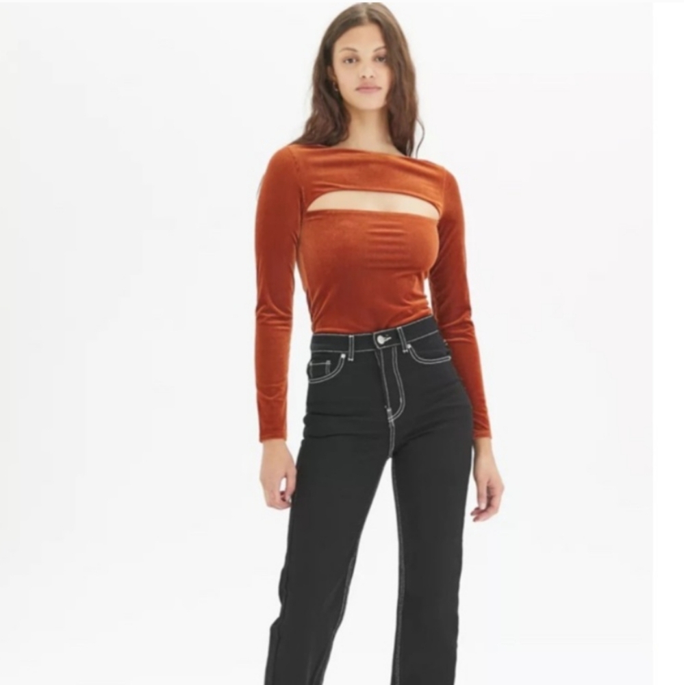 Out from Under Urban Outfitters Women's Rust Peek Cutout Thong Back Bodysuit MED